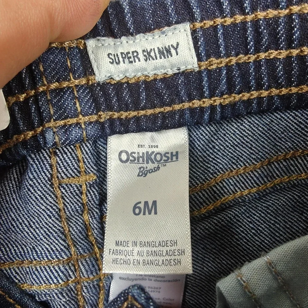 OshKosh B'gosh Jeans Girls Size 3-6 Months Blue Super Skinny Denim New‎